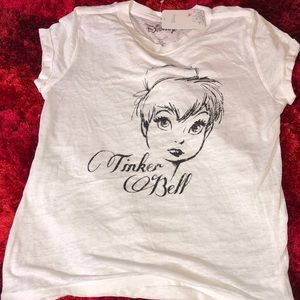 Disney Store TinkerBell White V-Neck Short Sleeve